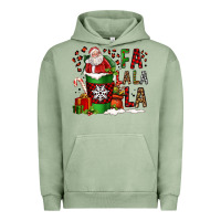 Pigment Oil Green fa la la la la christmas santa claus coffee cup Urban Hoodie - FaDigitalArtStudio