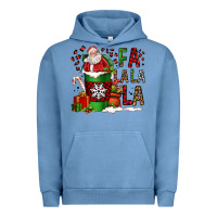 Pigment Pebble Blue fa la la la la christmas santa claus coffee cup Urban Hoodie - FaDigitalArtStudio