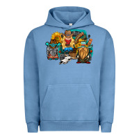 Pigment Pebble Blue western Truck with gnomes Urban Hoodie - HRA Design Shop