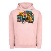 Pigment Salmon western Truck with gnomes Urban Hoodie - HRA Design Shop