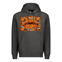 Charcoal Heather fall lips Premium Hoodie - RacoonDesign