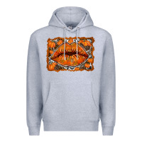 Heather Grey fall lips Premium Hoodie - RacoonDesign