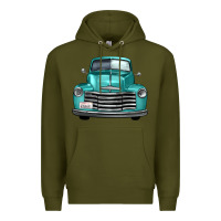 Army Green western truck front view Premium Hoodie - FaDigitalArtStudio