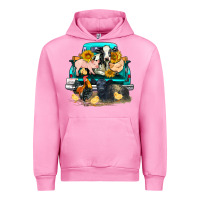 Fuchsia Pink farm truck farm animals Urban Hoodie - FaDigitalArtStudio
