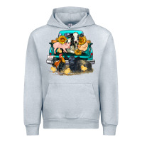 Heather Grey farm truck farm animals Urban Hoodie - FaDigitalArtStudio