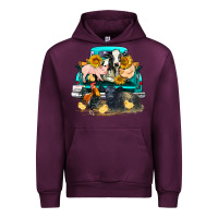 Mauve Wine farm truck farm animals Urban Hoodie - FaDigitalArtStudio