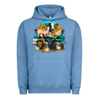 Pigment Pebble Blue farm truck farm animals Urban Hoodie - FaDigitalArtStudio