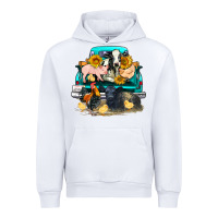 White farm truck farm animals Urban Hoodie - FaDigitalArtStudio