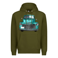 Army Green western truck front view Premium Hoodie - FaDigitalArtStudio
