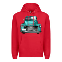 Red western truck front view Premium Hoodie - FaDigitalArtStudio