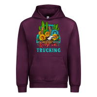 Mauve Wine keep on trucking with western truck Urban Hoodie - HRA Design Shop