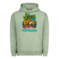 Pigment Oil Green keep on trucking with western truck Urban Hoodie - HRA Design Shop