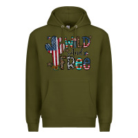 Army Green wild and free Premium Hoodie - CowhideDigitalArt