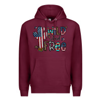 Burgundy wild and free Premium Hoodie - CowhideDigitalArt