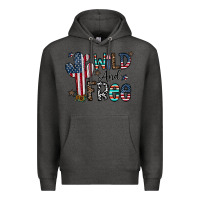 Charcoal Heather wild and free Premium Hoodie - CowhideDigitalArt