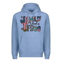 Colony Blue wild and free Premium Hoodie - CowhideDigitalArt