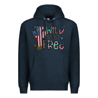 Navy wild and free Premium Hoodie - CowhideDigitalArt