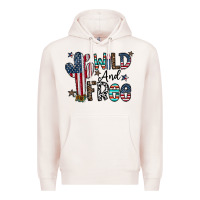 Pale Pink wild and free Premium Hoodie - CowhideDigitalArt