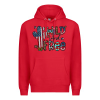 Red wild and free Premium Hoodie - CowhideDigitalArt