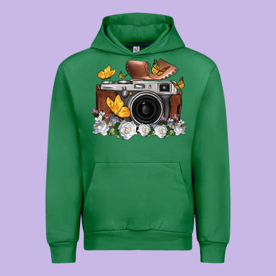 Floral Butterfly Film Roll Vintage Camera Urban Hoodie Designed By Fadigitalartstudio