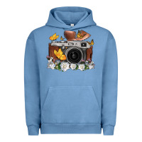 Pigment Pebble Blue floral butterfly film roll vintage camera Urban Hoodie - FaDigitalArtStudio