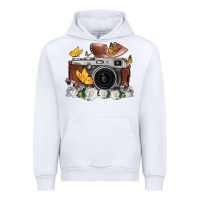 White floral butterfly film roll vintage camera Urban Hoodie - FaDigitalArtStudio