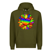 Army Green lgbtq color heart and sunflower Premium Hoodie - HRA Design Shop