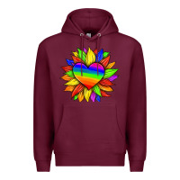 Burgundy lgbtq color heart and sunflower Premium Hoodie - HRA Design Shop