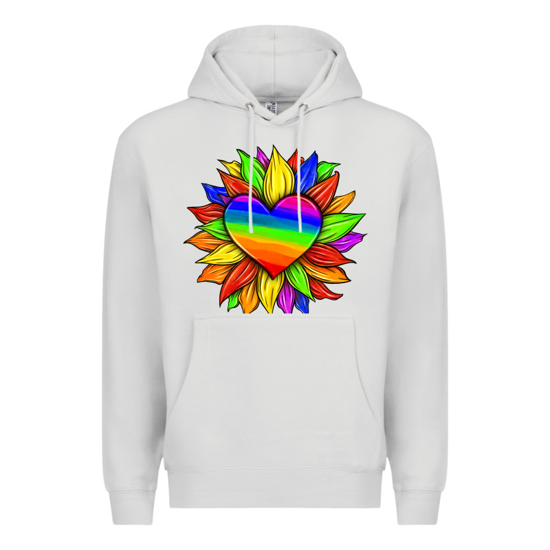 Lgbtq Color Heart And Sunflower Premium Hoodie by HRA Design Shop | Teevron