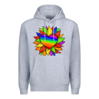 Heather Grey lgbtq color heart and sunflower Premium Hoodie - HRA Design Shop