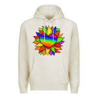 Oatmeal Heather lgbtq color heart and sunflower Premium Hoodie - HRA Design Shop