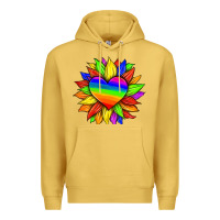 Antique Gold lgbtq color heart and sunflower Premium Hoodie - HRA Design Shop