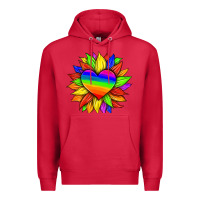 Cardinal lgbtq color heart and sunflower Premium Hoodie - HRA Design Shop