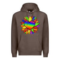 Coffee lgbtq color heart and sunflower Premium Hoodie - HRA Design Shop