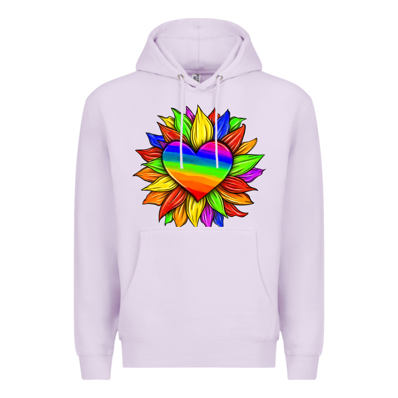 Lgbtq Color Heart And Sunflower Premium Hoodie by HRA Design Shop | Teevron