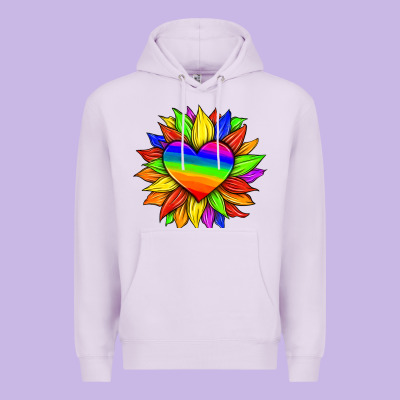 Lgbtq Color Heart And Sunflower Premium Hoodie Designed By Hra Design Shop