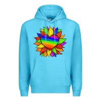 Ocean Blue lgbtq color heart and sunflower Premium Hoodie - HRA Design Shop