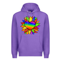 Purple lgbtq color heart and sunflower Premium Hoodie - HRA Design Shop