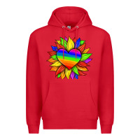 Red lgbtq color heart and sunflower Premium Hoodie - HRA Design Shop