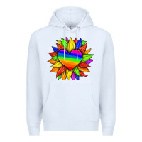 White lgbtq color heart and sunflower Premium Hoodie - HRA Design Shop