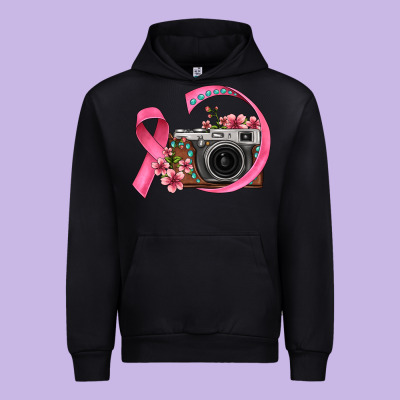 Floral Cancer Ribbon Vintage Camera Urban Hoodie Designed By Fadigitalartstudio