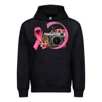 Black floral cancer ribbon vintage camera Urban Hoodie - FaDigitalArtStudio