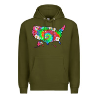 Army Green lgbtq america map Premium Hoodie - HRA Design Shop