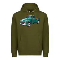 Army Green western truck left 34 view Premium Hoodie - FaDigitalArtStudio
