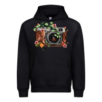 Black floral eucalyptus film roll vintage camera Urban Hoodie - FaDigitalArtStudio