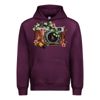 Mauve Wine floral eucalyptus film roll vintage camera Urban Hoodie - FaDigitalArtStudio