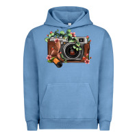 Pigment Pebble Blue floral eucalyptus film roll vintage camera Urban Hoodie - FaDigitalArtStudio