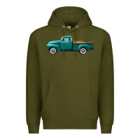 Army Green western truck left side view Premium Hoodie - FaDigitalArtStudio