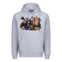 Heather Grey halloween farm animals truck Premium Hoodie - RacoonDesign