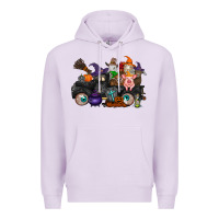 Lilac halloween farm animals truck Premium Hoodie - RacoonDesign